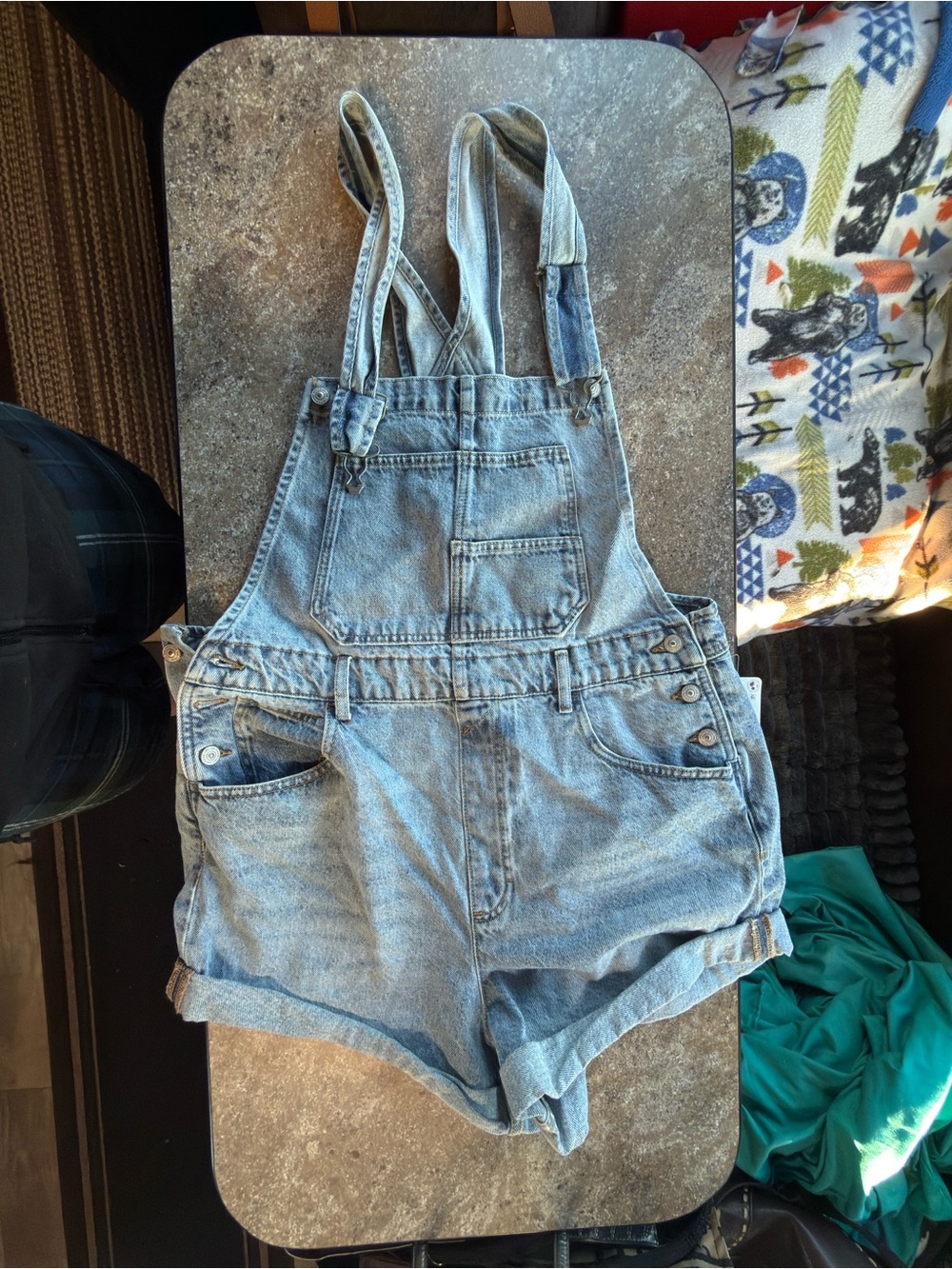 Free People Light Blue Denim Short Overalls